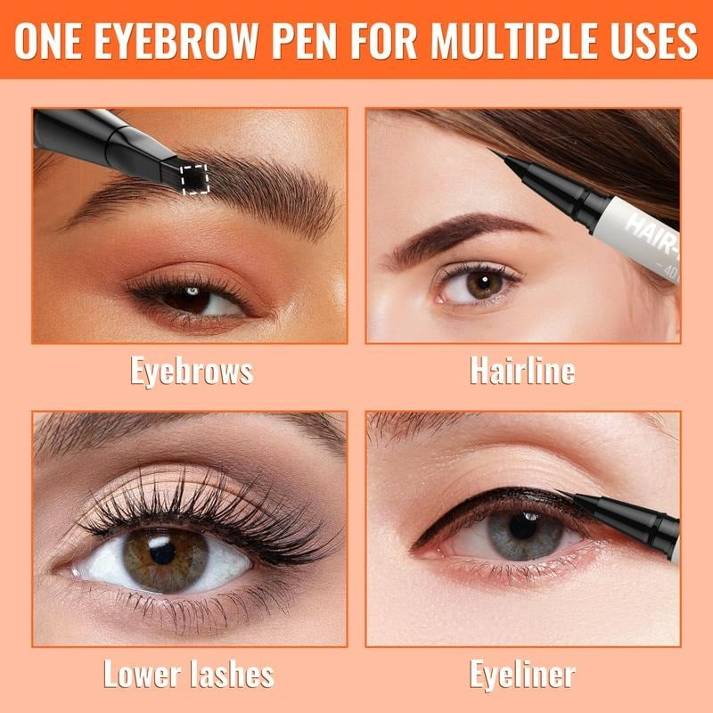 2-in-1 Eyebrow Pencil with Waterproof Microblading and Dual-Ended Eyeliner Brush✅Natural Brow Makeup and Eyelash Line