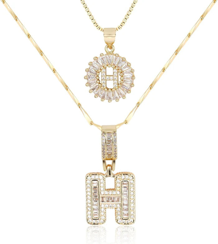 🎁 New Release Mother's Day Gift - 50% Off - Set of 2 - Initial Letter Pendant Necklace