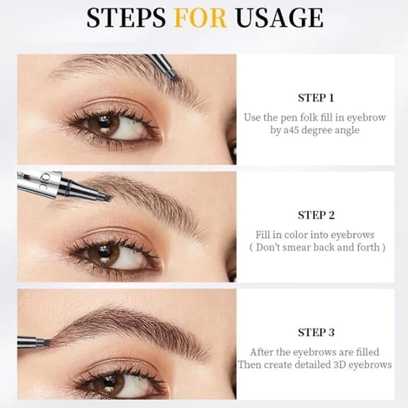 ⏰3D Waterproof Microblading Eyebrow Pen 4 Fork Tip Tattoo Pencil