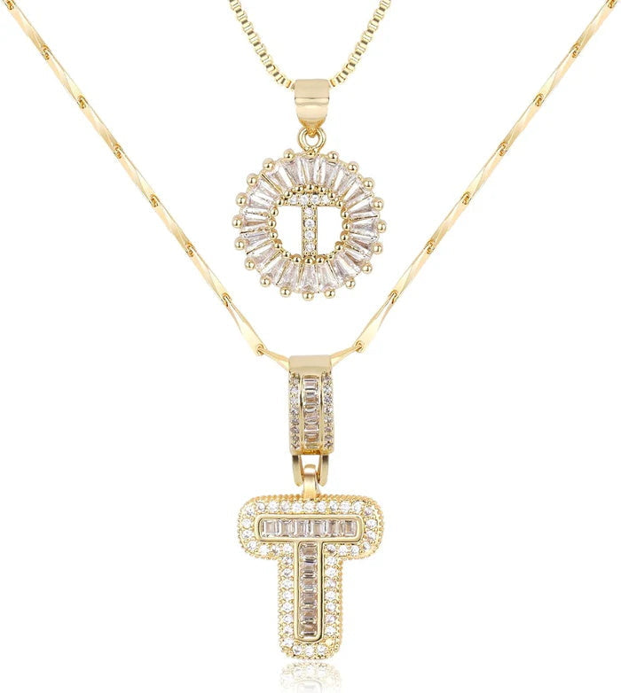 🎁 New Release Mother's Day Gift - 50% Off - Set of 2 - Initial Letter Pendant Necklace
