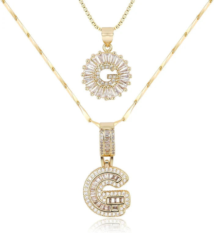 🎁 New Release Mother's Day Gift - 50% Off - Set of 2 - Initial Letter Pendant Necklace