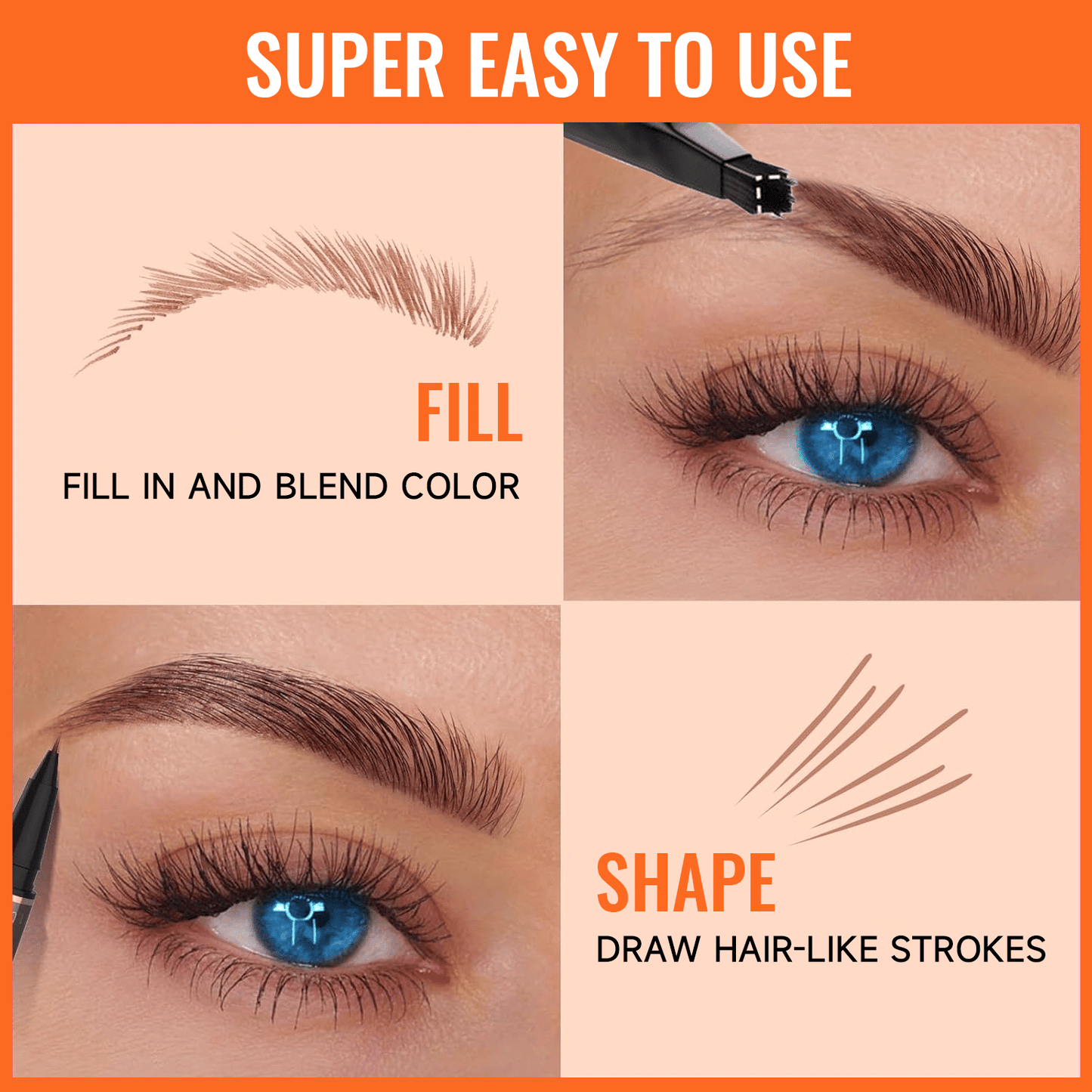 2-in-1 Eyebrow Pencil with Waterproof Microblading and Dual-Ended Eyeliner Brush✅Natural Brow Makeup and Eyelash Line