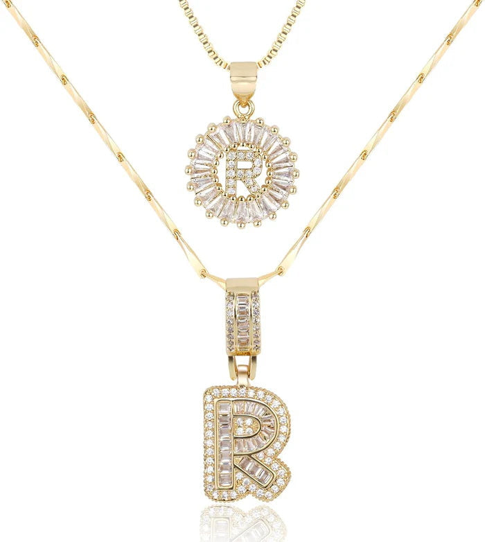 🎁 New Release Mother's Day Gift - 50% Off - Set of 2 - Initial Letter Pendant Necklace